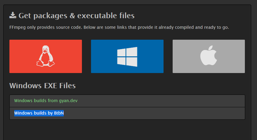 Versiones de FFmpeg